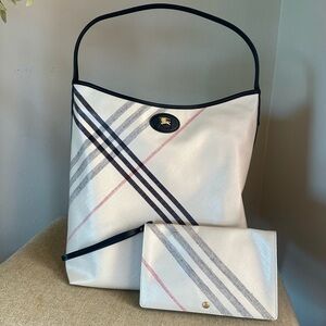 Burberry White and Black Plaid Shoulder Bag Set